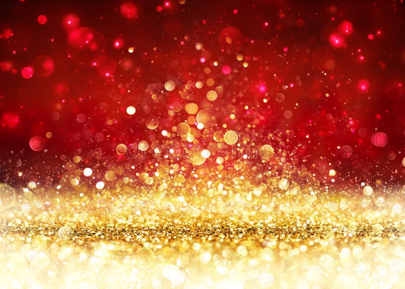 Christmas Background - Golden Glitter On Shiny Red. Christmas Background - Golden Glitter On Shiny Red