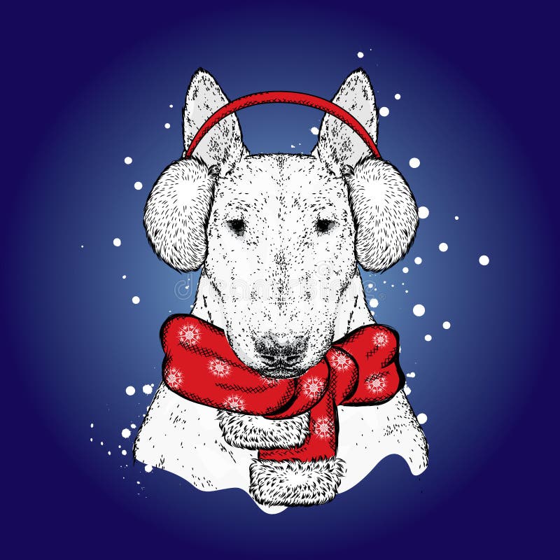 在一个新年` s盖帽和冬天耳机的杂种犬 在衣裳和辅助部件的一条家谱狗 时尚&样式 传染媒介illustr 库存例证 在一个新年` s盖帽和冬天耳机的杂种犬 在衣裳和辅助部件的一条家谱狗 时尚&样式 传染媒介illustr 库存例证
