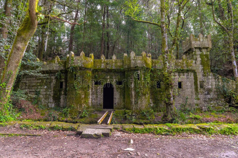 The well preserved remains of a castle near a medieval aqueduct - Aldan - Galicia, Spain. The well preserved remains of a castle near a medieval aqueduct - Aldan - Galicia, Spain