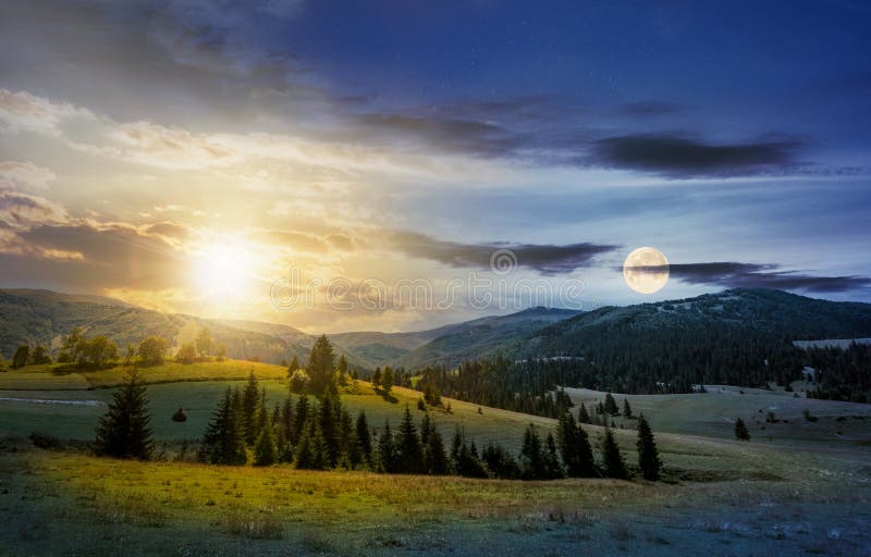 在乡下夏天风景的时间变动 免版税库存图片 在乡下夏天风景的时间变动 免版税库存图片