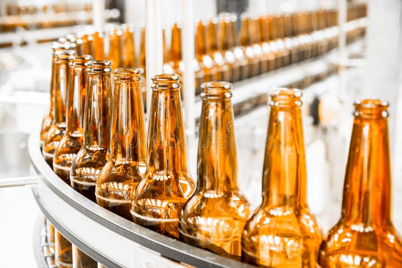 Beer bottles on the conveyor belt, brewery. Beer bottles on the conveyor belt, brewery