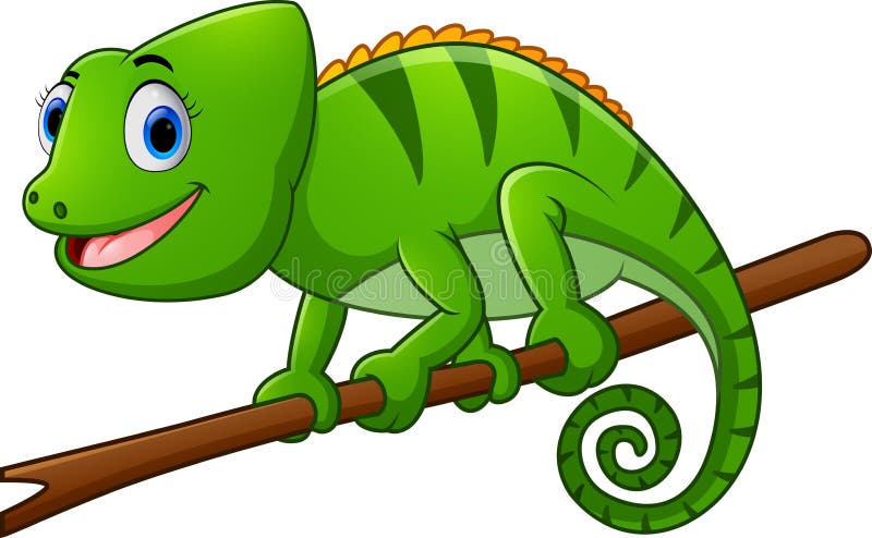 Illustration of cartoon lizard on branch. Illustration of cartoon lizard on branch