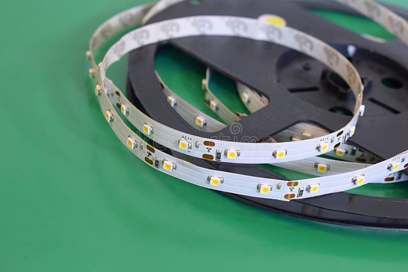 Close-up of LED strip on a reel. Close-up of LED strip on a reel