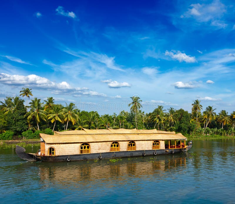 Houseboat on Kerala backwaters. Kerala, India. Houseboat on Kerala backwaters. Kerala, India