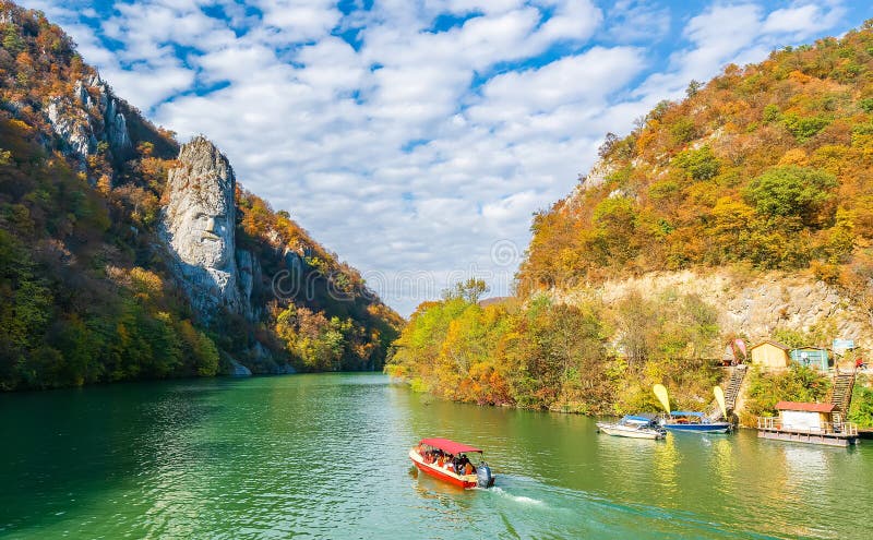 Beautiful autumn landscape of Decebal Statue on Danube river, Romania. Beautiful autumn landscape of Decebal Statue on Danube river, Romania