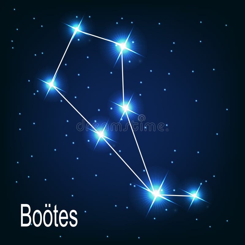 在夜空的星座Boötes星。 库存例证