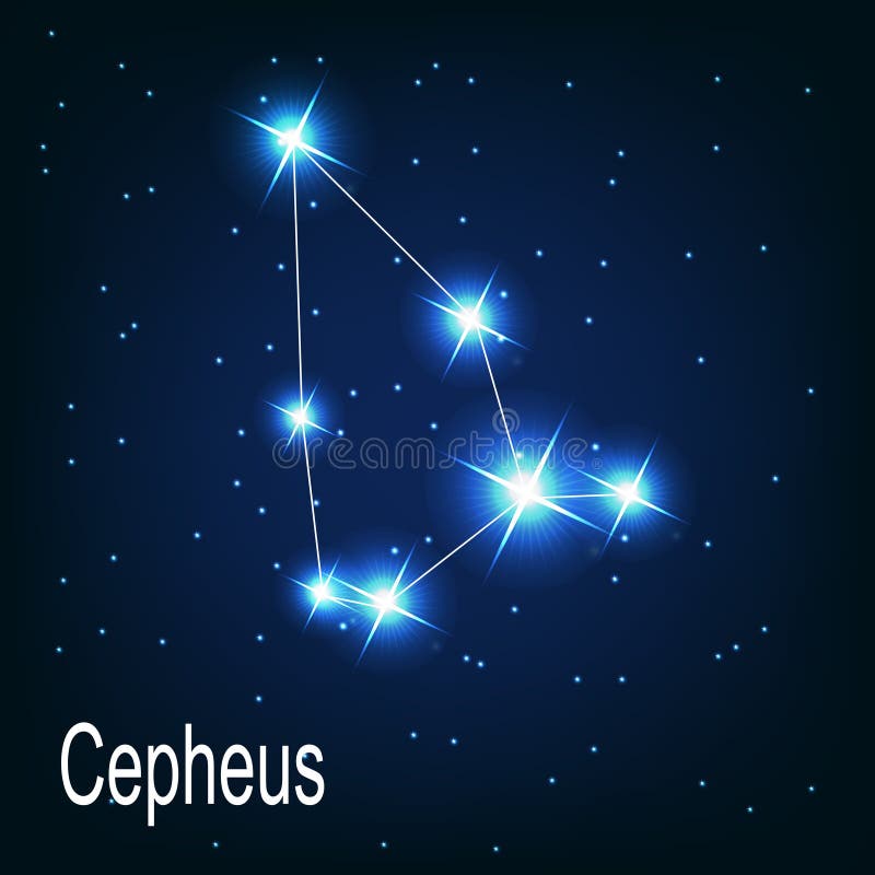 在夜空的星座Cepheus星。 皇族释放例证