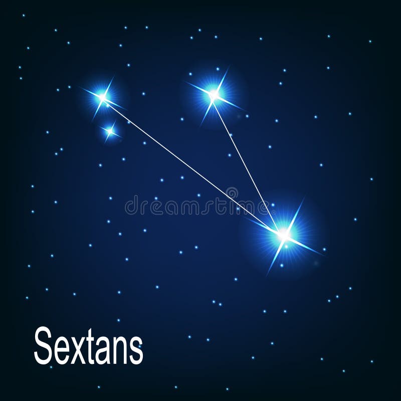 在夜空的星座Sextans星。 库存例证