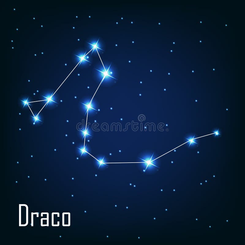在夜空的星座天龙座星。 向量例证