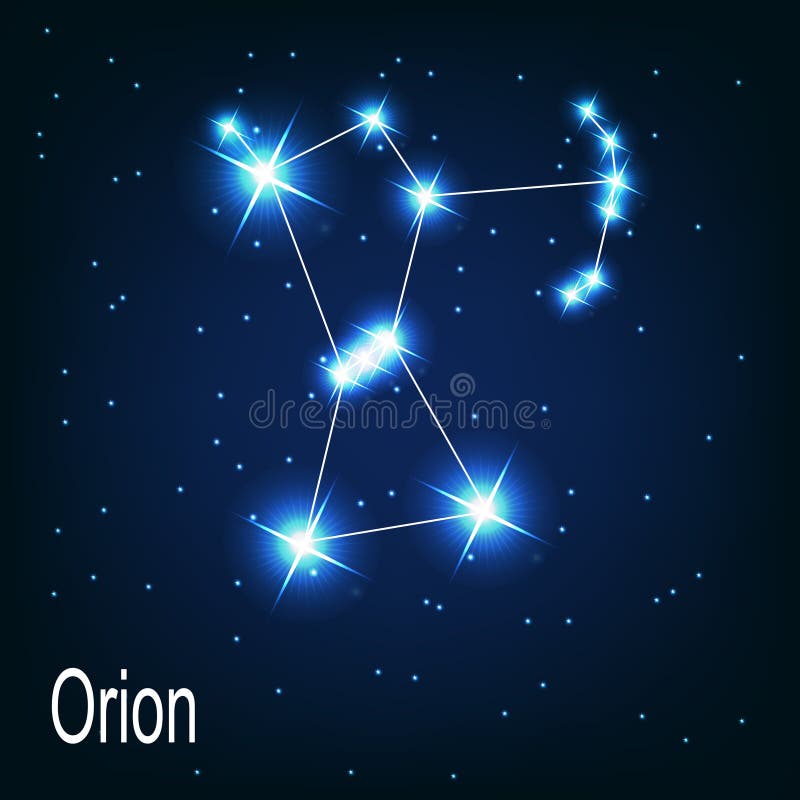 在夜空的星座猎户星座星。传染媒介例证