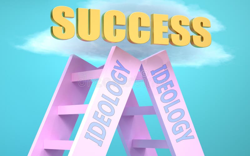 Ideology ladder that leads to success high in the sky, to symbolize that Ideology is a very important factor in reaching success in life and business., 3d illustration. Ideology ladder that leads to success high in the sky, to symbolize that Ideology is a very important factor in reaching success in life and business., 3d illustration