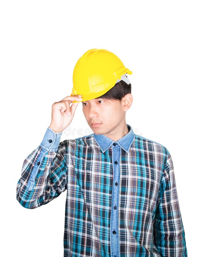 在头的工程师手抓住举行白色安全帽塑料 在白色背景隔绝的建筑概念 免版税库存照片 在头的工程师手抓住举行白色安全帽塑料 在白色背景隔绝的建筑概念 免版税库存照片