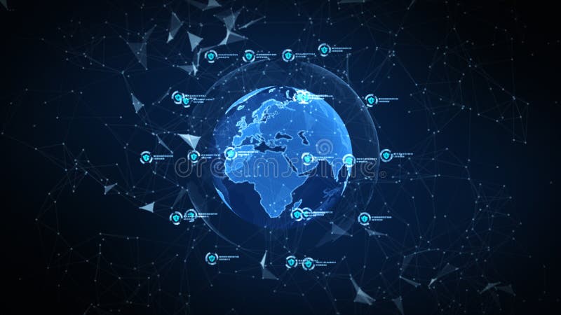 在安全全球网络、技术网络和网络安全概念的盾象 全世界连接的保护 ?? 向量例证 在安全全球网络、技术网络和网络安全概念的盾象 全世界连接的保护 ?? 向量例证