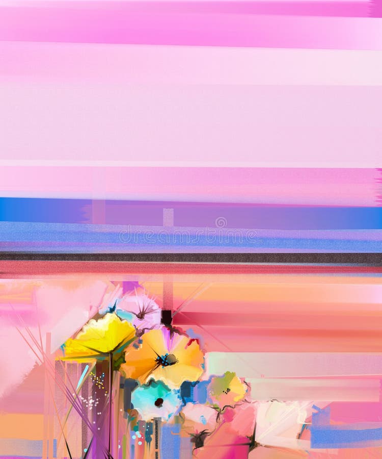 抽象油画风景。色彩鲜艳的蓝紫色天空。户外油画在画布上。半抽象的树