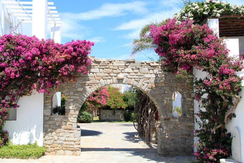 在帕罗斯岛希腊的旅馆入口