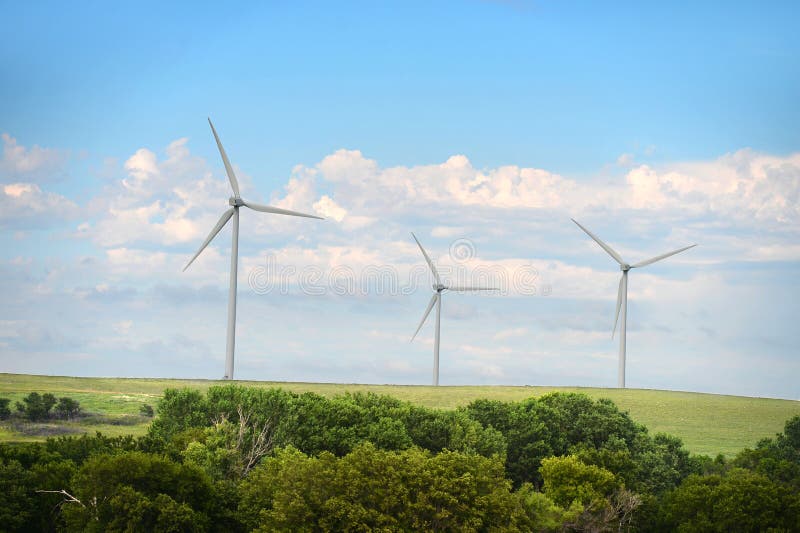 Wind turbines in open field in Kansas. Wind turbines in open field in Kansas