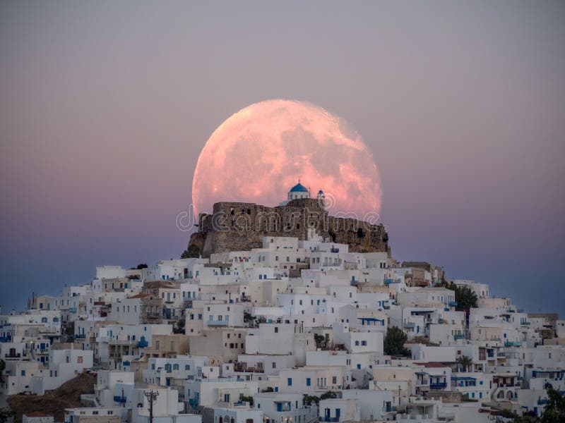 An unnatural big moon over the castle of Astypalaia,made in Photoshop. An unnatural big moon over the castle of Astypalaia,made in Photoshop