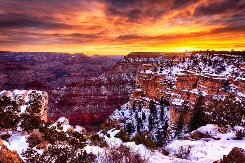 The Magnificent Grand Canyon at Sunrise. One of America's most beautiful national parks in the winter at sunrise. The Magnificent Grand Canyon at Sunrise. One of America's most beautiful national parks in the winter at sunrise.