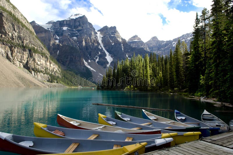 Boats on Lake Moraine, Canada. Boats on Lake Moraine, Canada