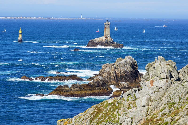 Lighthouse on Cape Sizun, Pointe du Raz. Brittany, France. Lighthouse on Cape Sizun, Pointe du Raz. Brittany, France