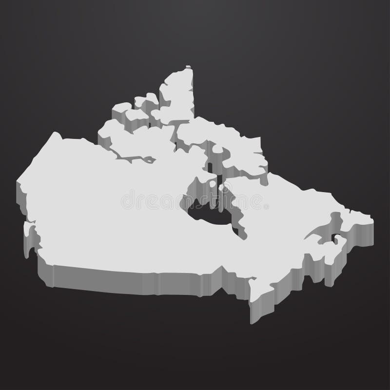 在灰色的加拿大地图在黑背景3d 皇族释放例证 在灰色的加拿大地图在黑背景3d 皇族释放例证