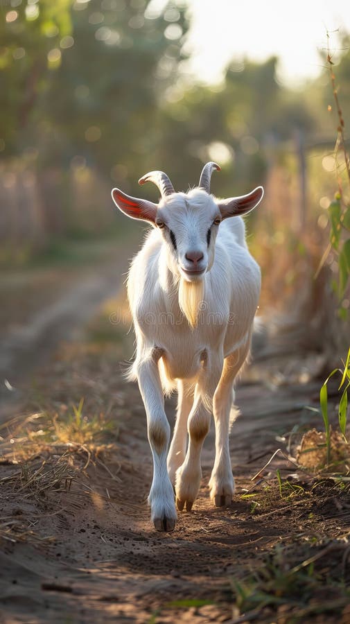 Lonely goat on a pasture for a walk, farm animals AI generated. Lonely goat on a pasture for a walk, farm animals AI generated