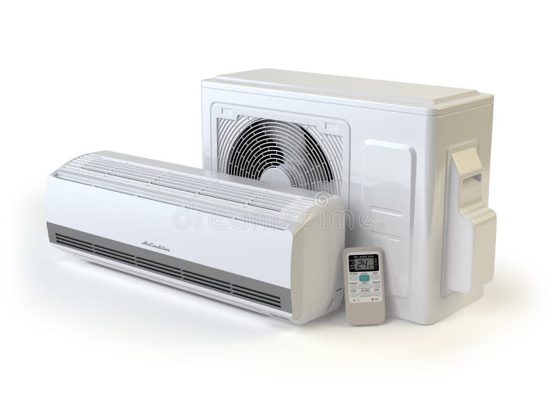 Air conditioner system on white. 3d illustration. Air conditioner system on white. 3d illustration