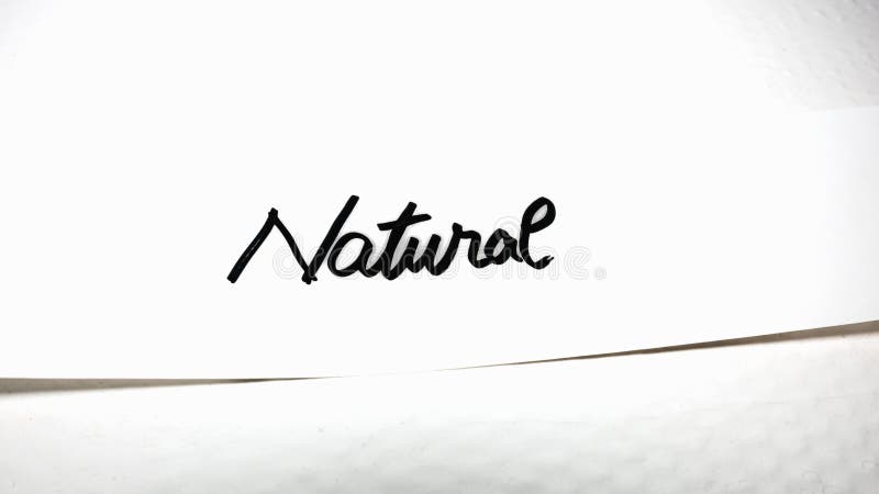 Writing natural on white label on white background. Writing natural on white label on white background