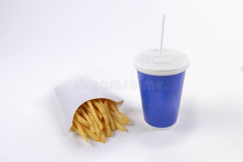 Fast food french fries and soft drink isolated on white background. Fast food french fries and soft drink isolated on white background.