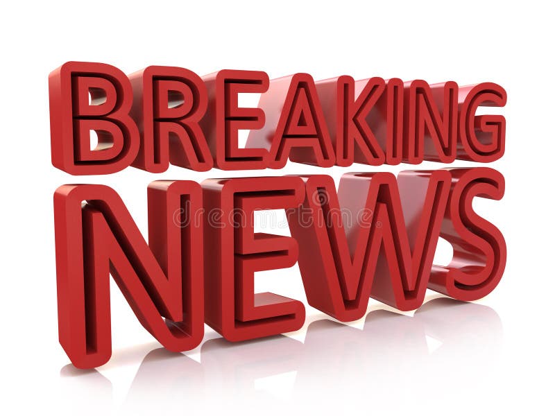 Breaking news 3D text on white background in the design of information related to the news. Breaking news 3D text on white background in the design of information related to the news