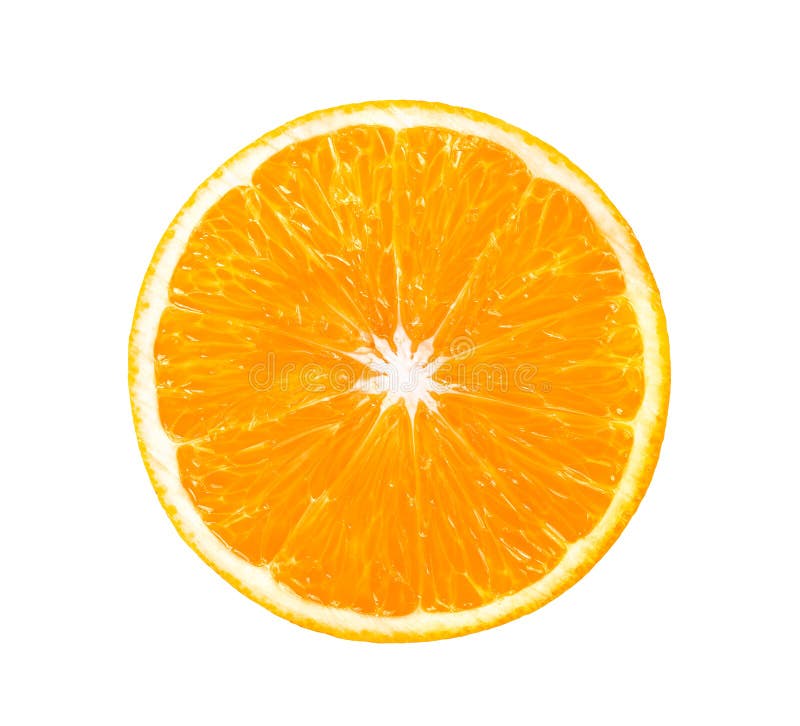 Orange slice isolated on a white background. top view. Orange slice isolated on a white background. top view