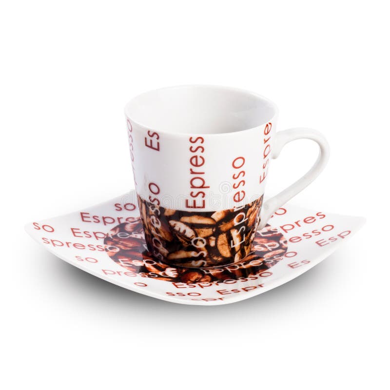 孤立在白色背景上的空咖啡杯 免版税图库摄影