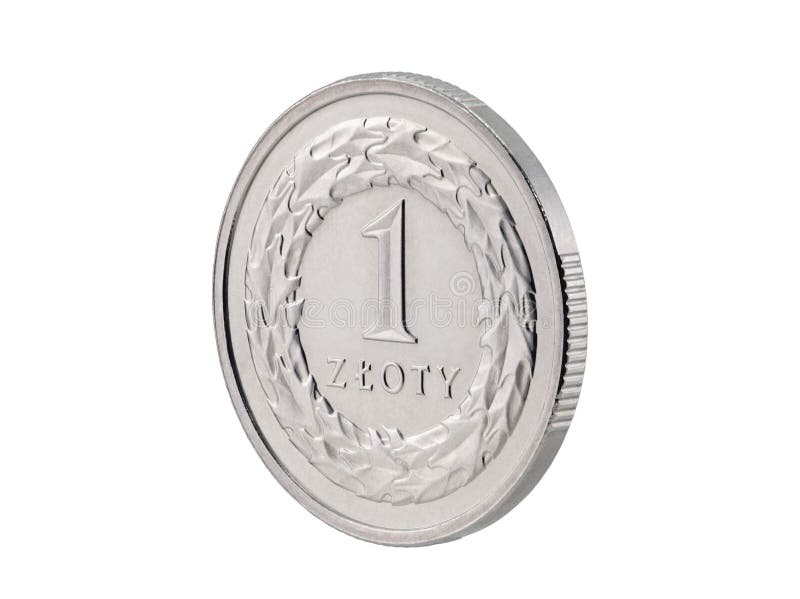 在白色隔绝的一枚波兰兹罗提硬币
