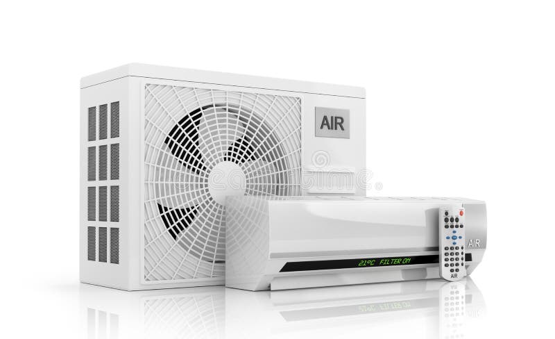 Air conditioning isolated on white. 3d illustration. Air conditioning isolated on white. 3d illustration