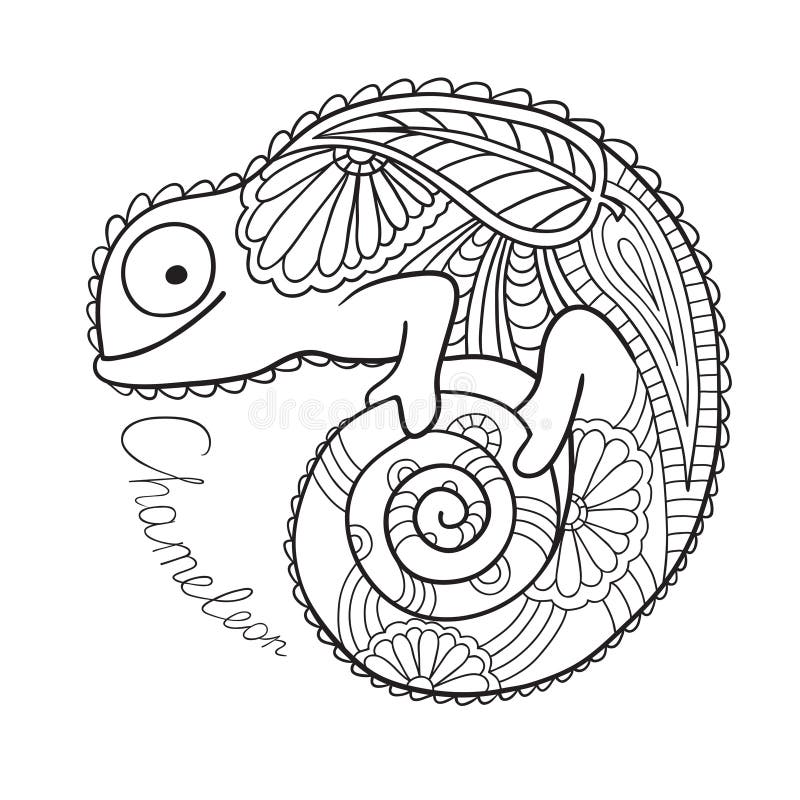 Cute chameleon in ethnic style. Vector illustration. Cute chameleon in ethnic style. Vector illustration.