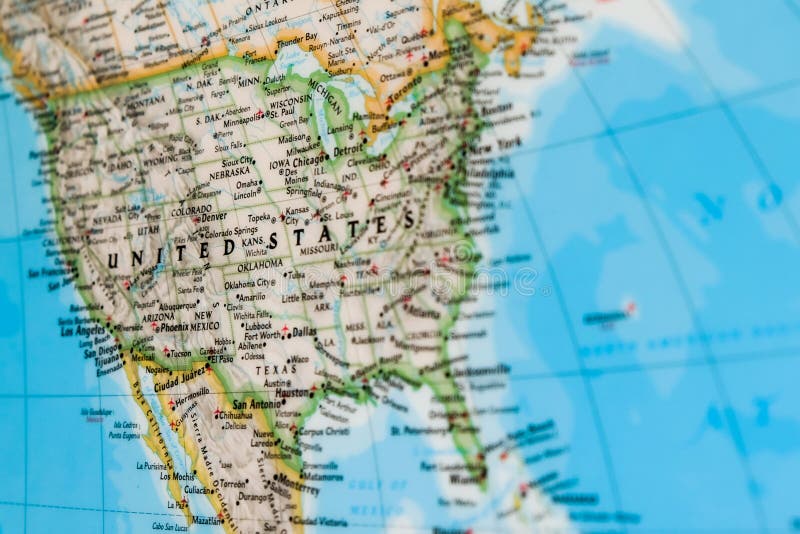 在美国的焦点世界地图的 免版税库存图片 在美国的焦点世界地图的 免版税库存图片