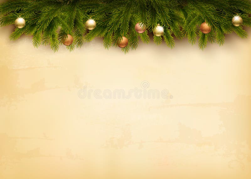 Christmas decoration on old paper background. Vector. Christmas decoration on old paper background. Vector.
