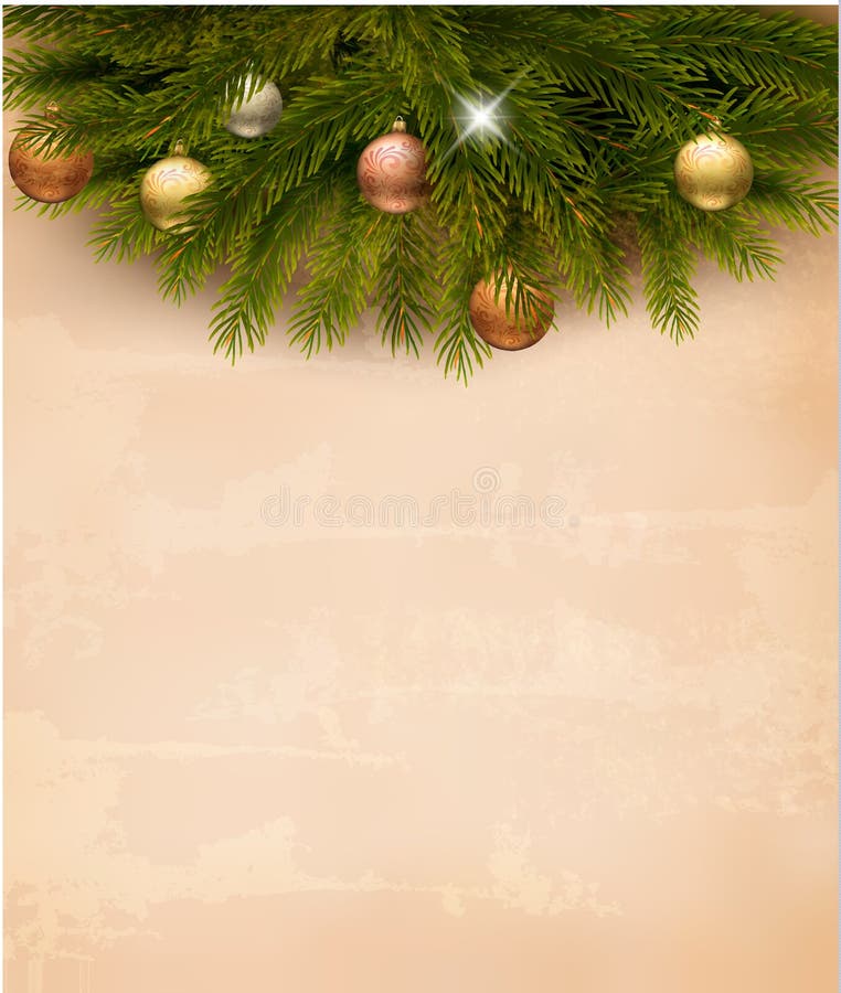 Christmas decoration on old paper background. Vector. Christmas decoration on old paper background. Vector.