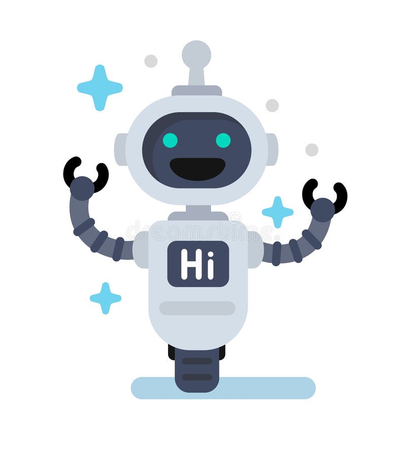 Funny vector robot in flat style on white. Funny vector robot in flat style on white