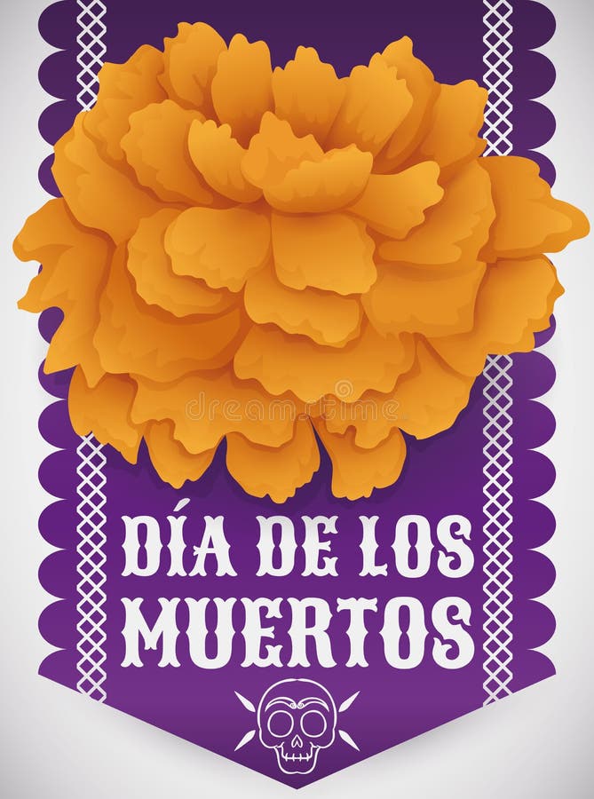 在薄纸为& x22的传统Cempasuchil花; Dia de Muertos& x22; 传染媒介例证 皇族释放例证 在薄纸为& x22的传统Cempasuchil花; Dia de Muertos& x22; 传染媒介例证 皇族释放例证