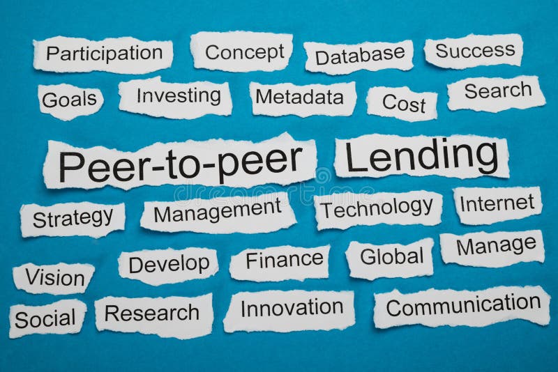 Peer-to-peer And Lending Text On Piece Of Paper Salient Among Other Related Keywords. Peer-to-peer And Lending Text On Piece Of Paper Salient Among Other Related Keywords