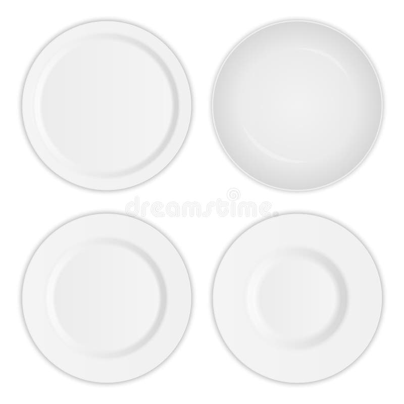 Creative illustration set of 3D white round realistic plate dish isolated on transparent background. Art design porcelain soup empty utensil, bowl. Abstract concept graphic dishware element. Creative illustration set of 3D white round realistic plate dish isolated on transparent background. Art design porcelain soup empty utensil, bowl. Abstract concept graphic dishware element.