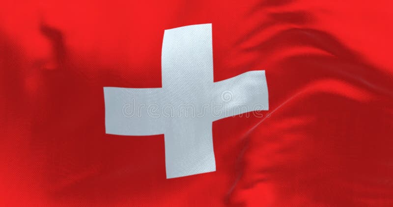 在风中挥舞的瑞士国旗的特写 向量例证