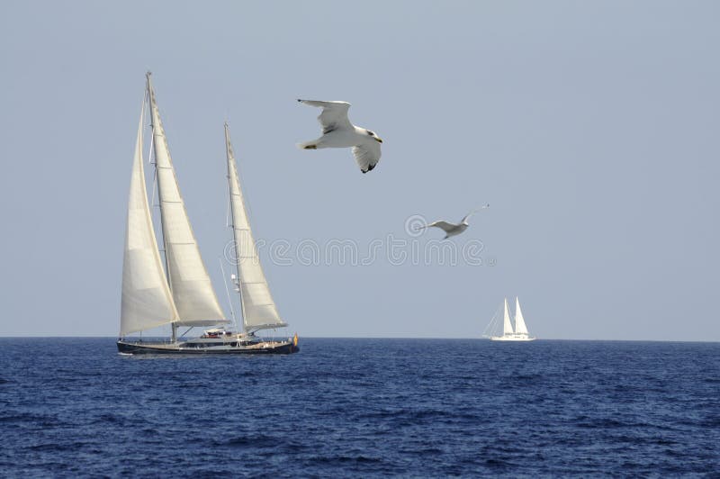 Two vessels, driven by the wind on the infinite sea are the symbol of freedom. Two vessels, driven by the wind on the infinite sea are the symbol of freedom.