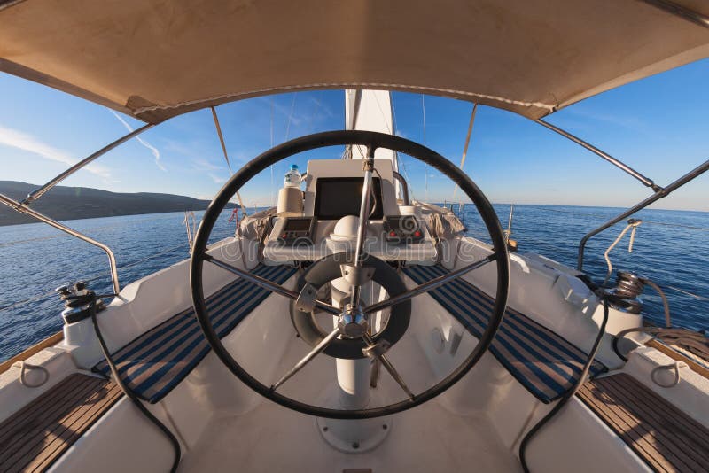 Inside the cockpit of sailing yacht. Inside the cockpit of sailing yacht