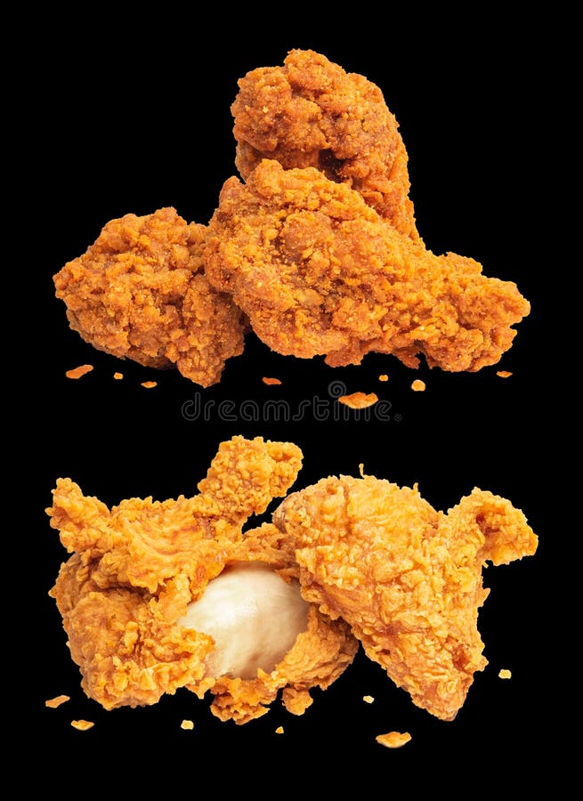 在黑暗的背景隔绝的炸鸡 油炸酥脆便当 免版税图库摄影 在黑暗的背景隔绝的炸鸡 油炸酥脆便当 免版税图库摄影