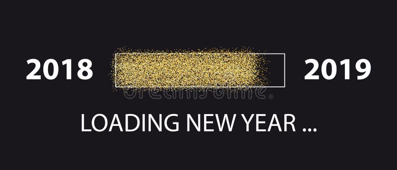 在黑背景-隔绝的装载的新年2018年到2019年-闪烁进展酒吧-传染媒介例证 向量例证 在黑背景-隔绝的装载的新年2018年到2019年-闪烁进展酒吧-传染媒介例证 向量例证