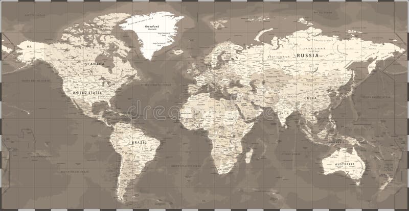 地图复古旧式矢量图详细插图米色棕色 向量例证