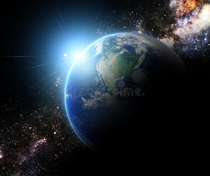 地球和光束在星系元素由美国航空航天局完成了