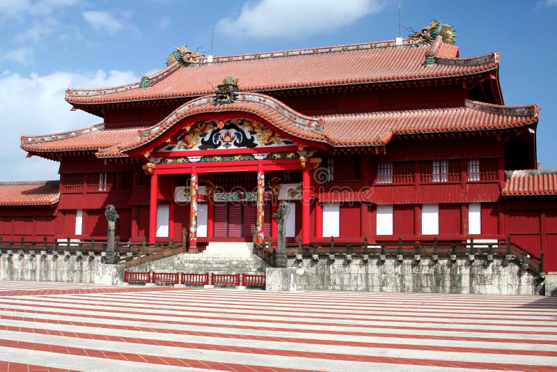 Courtyard view of Shuri Castle, in Okinawa, Japan, reconstructed after being destroyed during Battle of Okinawa. Courtyard view of Shuri Castle, in Okinawa, Japan, reconstructed after being destroyed during Battle of Okinawa.